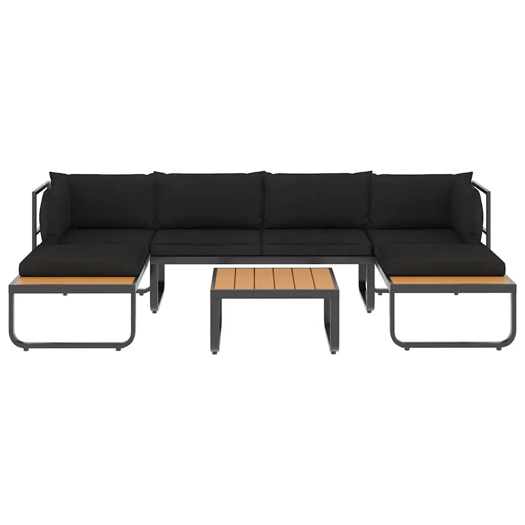 4 Piece Grey Corner Sofa Set for Outdoor Lounge with Seat Back Cushions