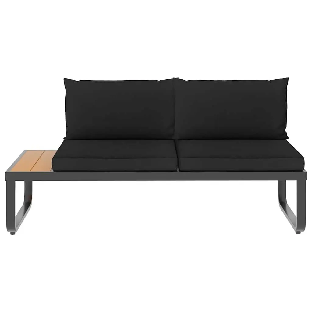 4 Piece Grey Corner Sofa Set for Outdoor Lounge with Seat Back Cushions