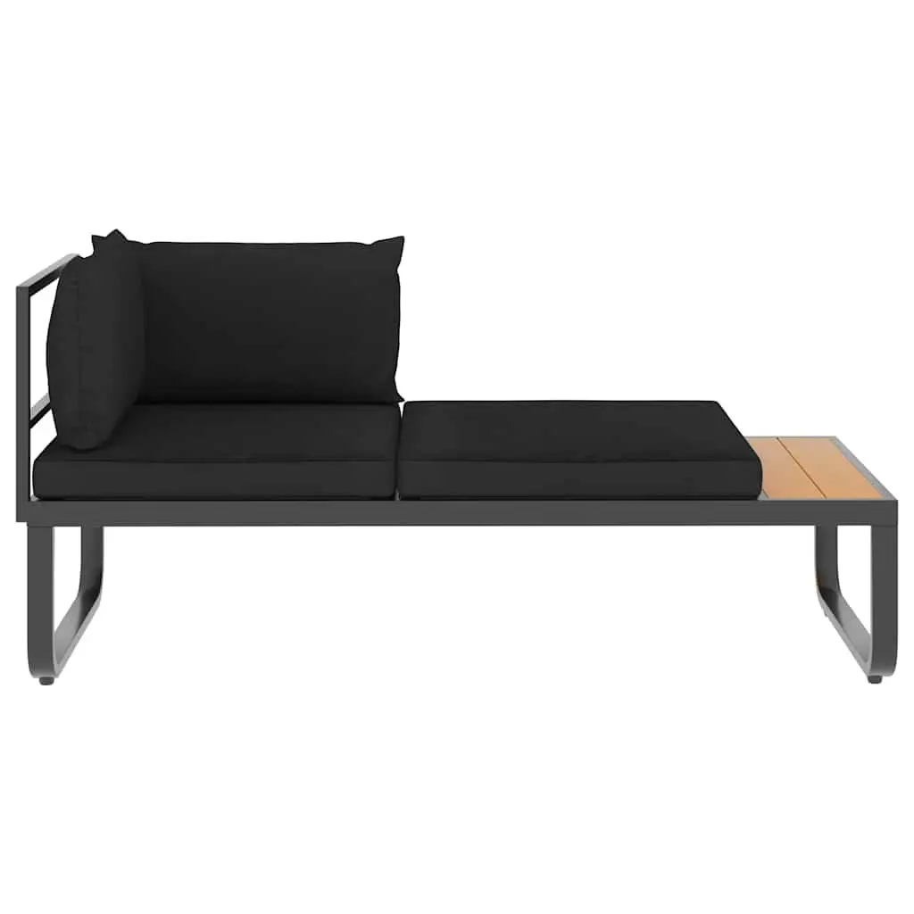 4 Piece Grey Corner Sofa Set for Outdoor Lounge with Seat Back Cushions