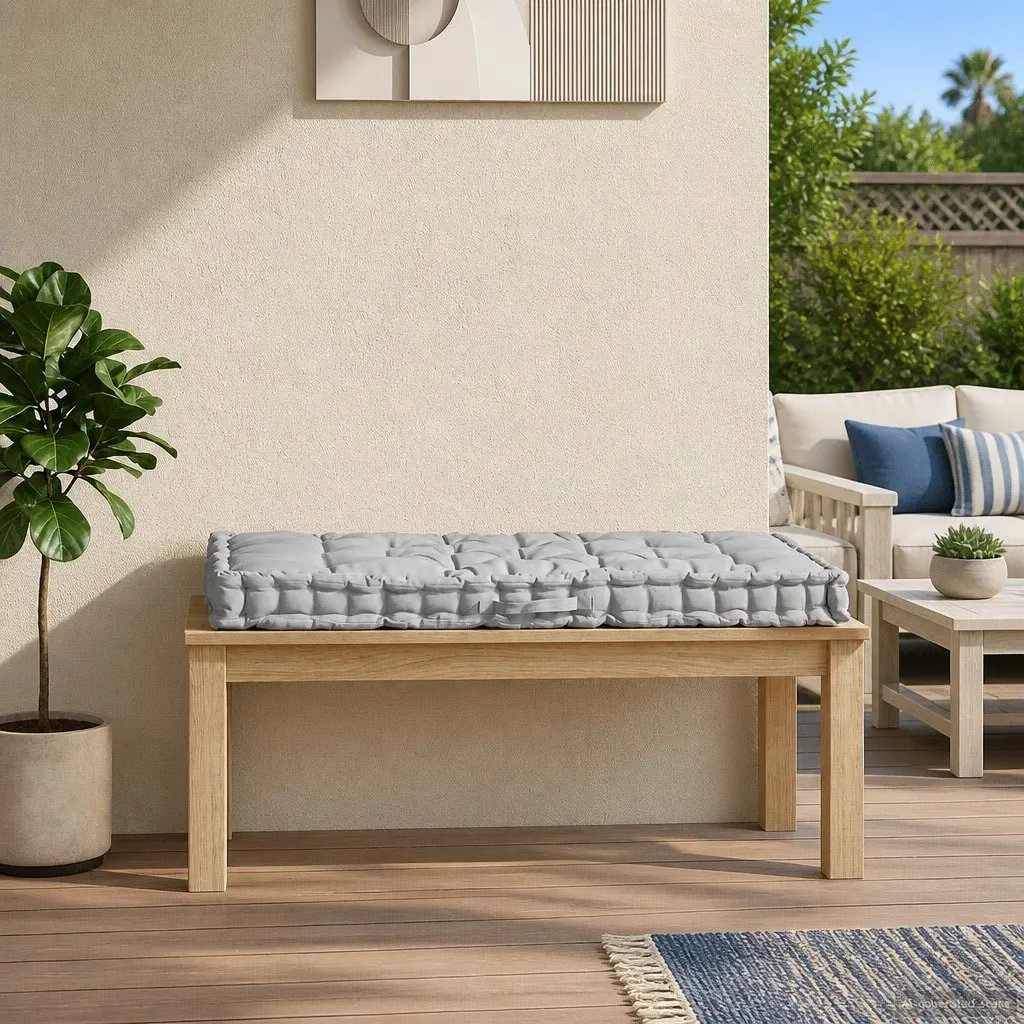 Pallet Floor Cushion Grey Cotton Outdoor Indoor 120 x 80 x 10 cm