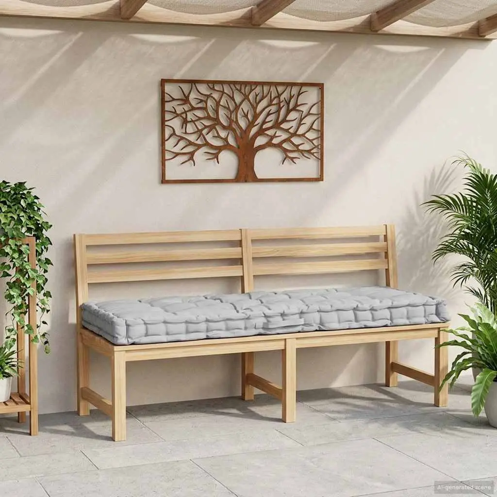 Pallet Floor Cushion Grey Cotton Outdoor Indoor 120 x 80 x 10 cm