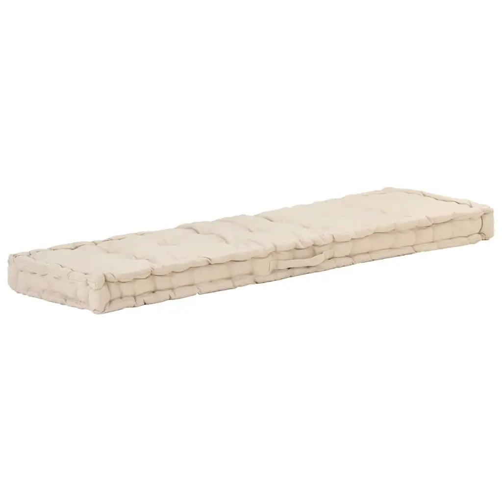 Pallet Floor Cushion Beige 120x40x7 cm Cotton Outdoor Indoor