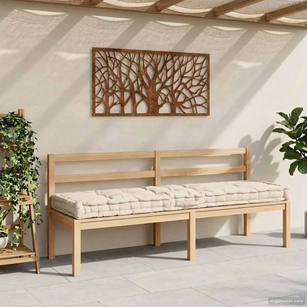 Pallet Floor Cushion Beige 120x40x7 cm Cotton Outdoor Indoor