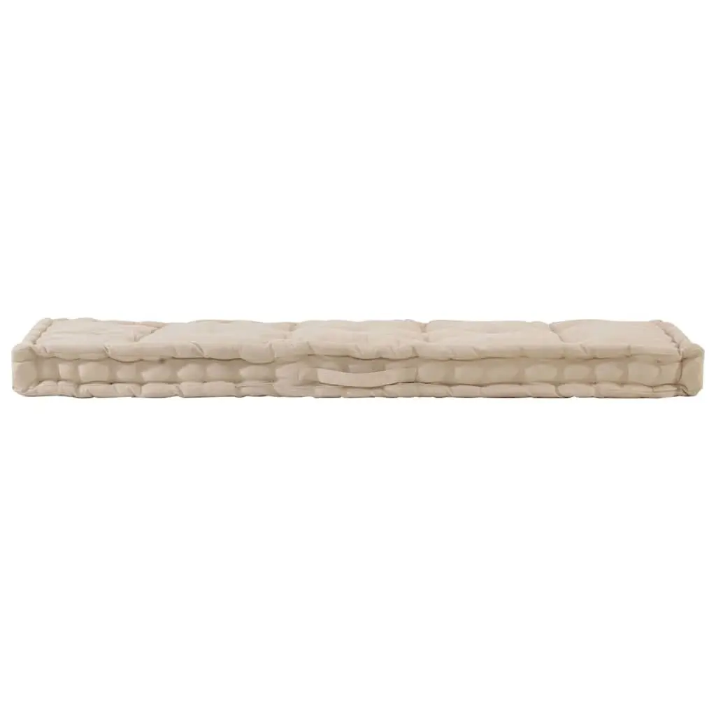 Pallet Floor Cushion Beige 120x40x7 cm Cotton Outdoor Indoor