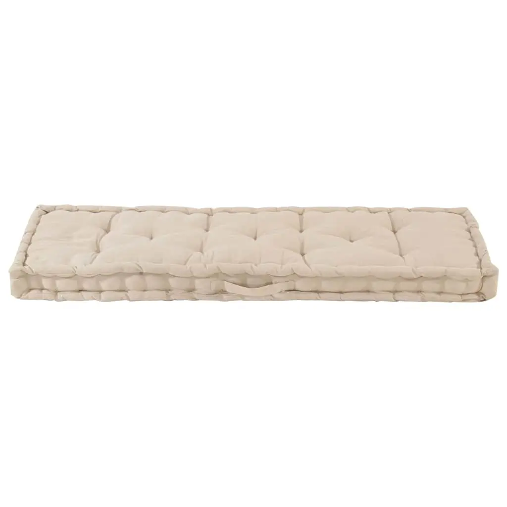 Pallet Floor Cushion Beige 120x40x7 cm Cotton Outdoor Indoor