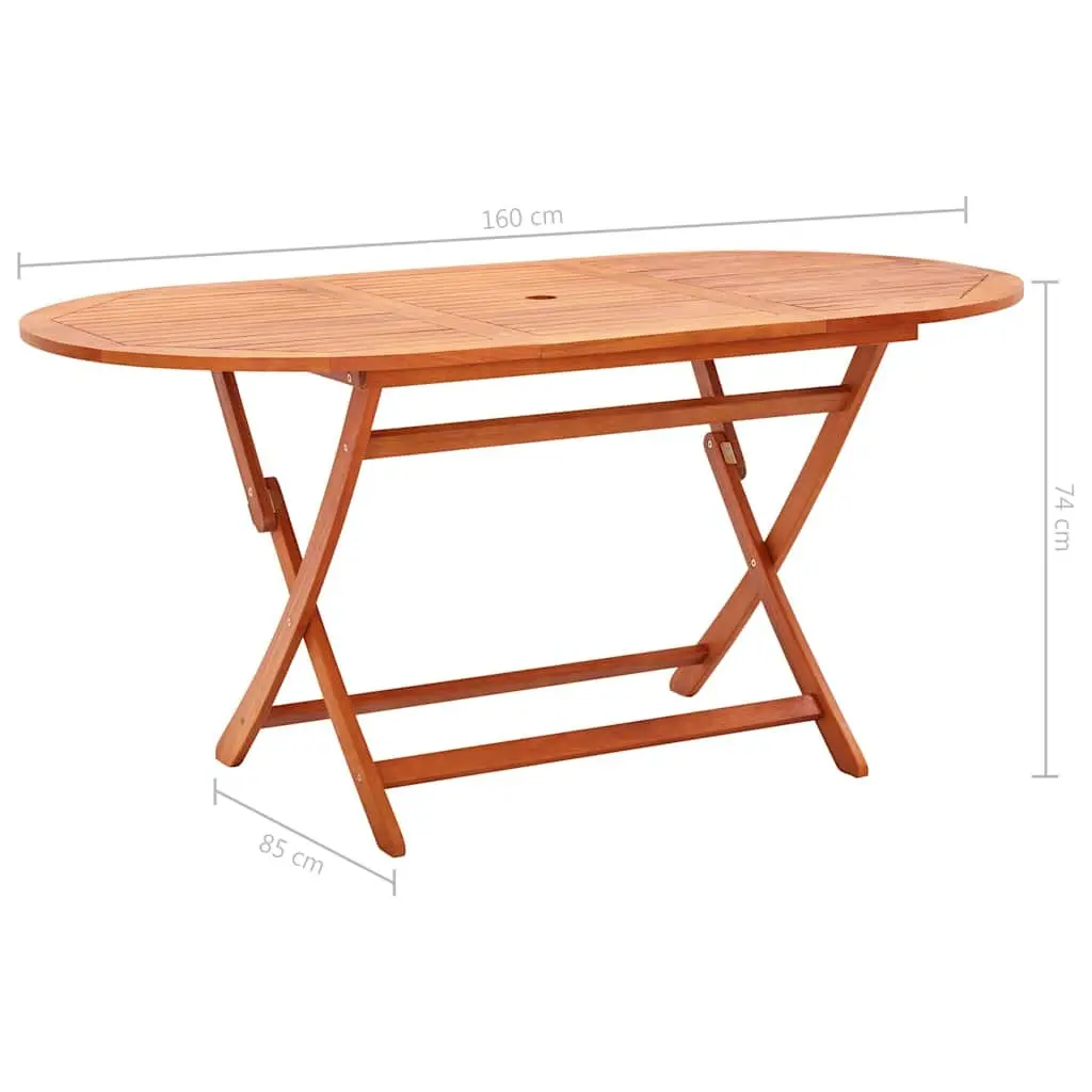 Folding Garden Table 160x85x74cm Solid Eucalyptus