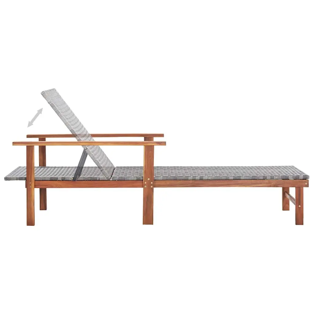 Sun Lounger Outdoor Garden Patio Grey Reclining Chair