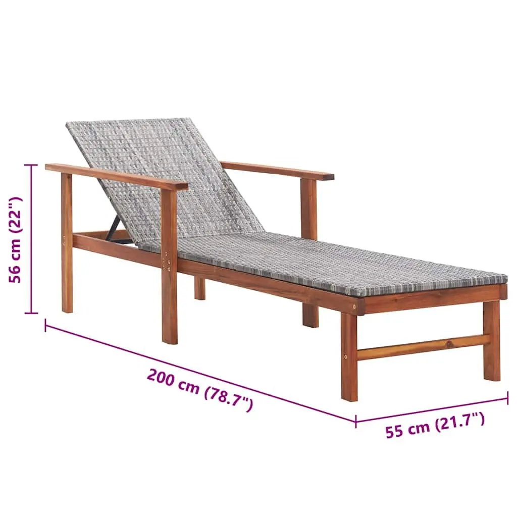 Sun Lounger Outdoor Garden Patio Grey Reclining Chair