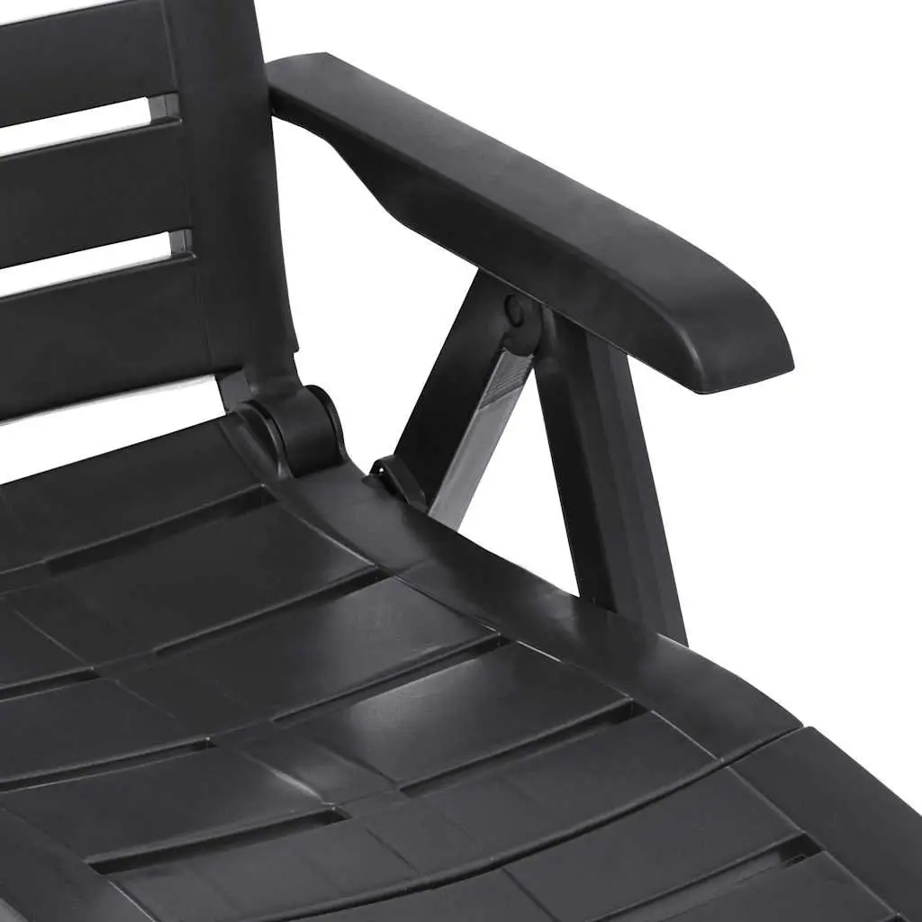 Folding Sun Lounger Outdoor Garden Patio Lounging Chair Anthracite Portable