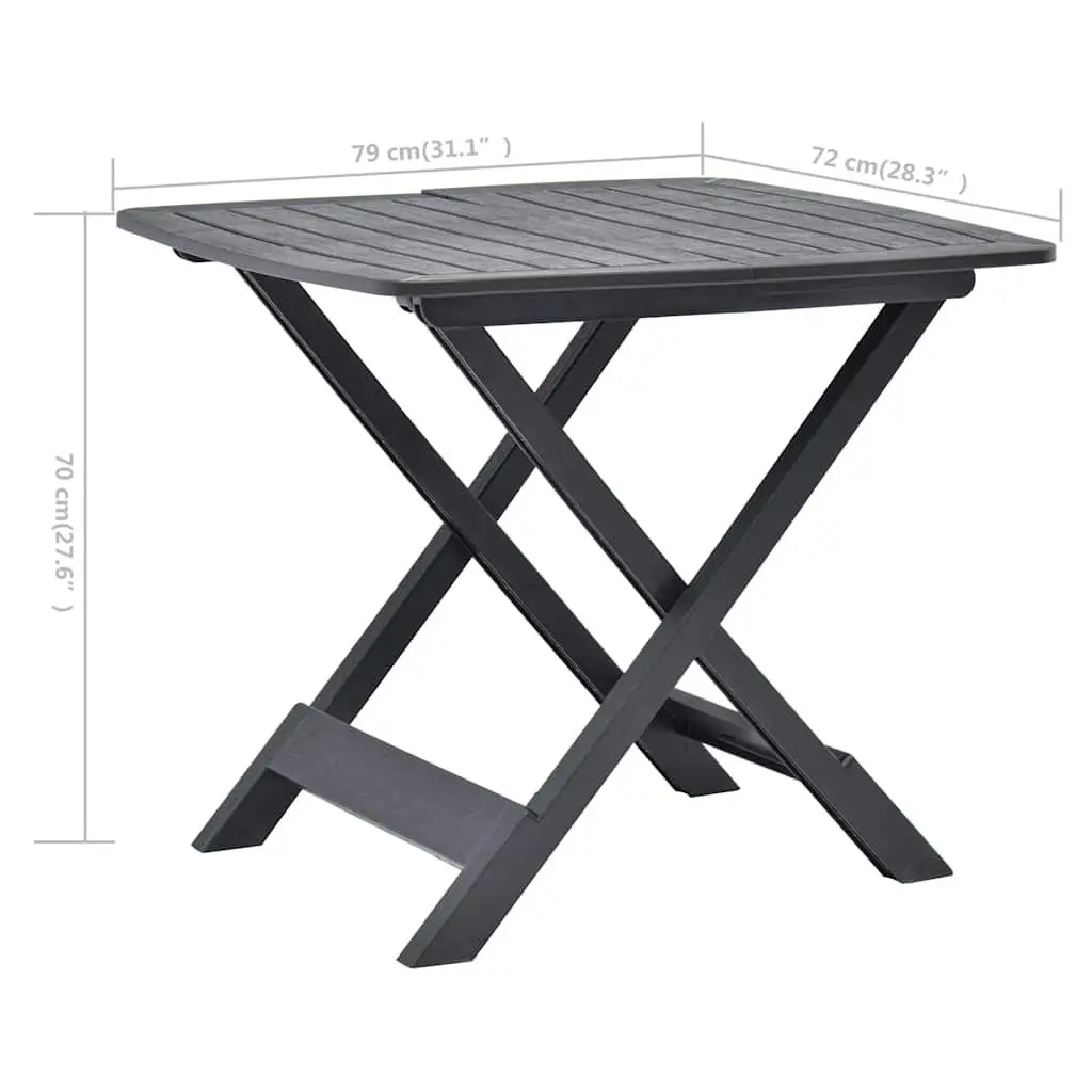 Folding Garden Table Anthracite Outdoor Patio Furniture Slatted Design Space