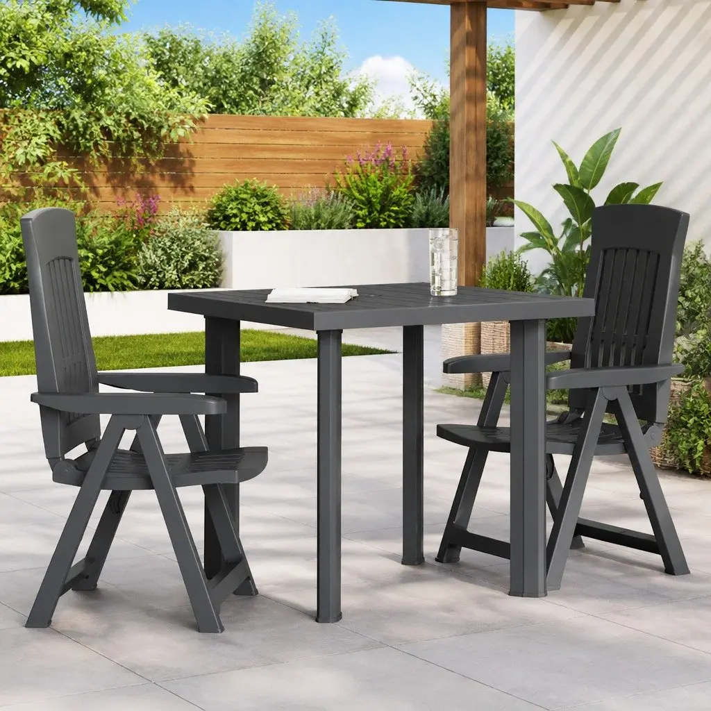 Garden Table Outdoor Dining Anthracite 80 x 75 x 72 cm Lightweight Plastic