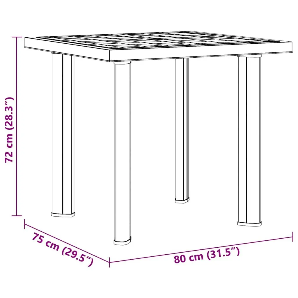Garden Table Outdoor Dining Anthracite 80 x 75 x 72 cm Lightweight Plastic