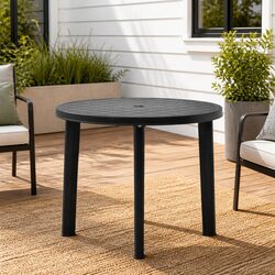 Garden Table 89cm Outdoor Patio Dining Furniture Anthracite Plastic Weather