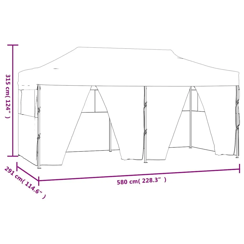 Folding Party Tent Outdoor Use 3x6m Cream with 4 Sidewalls