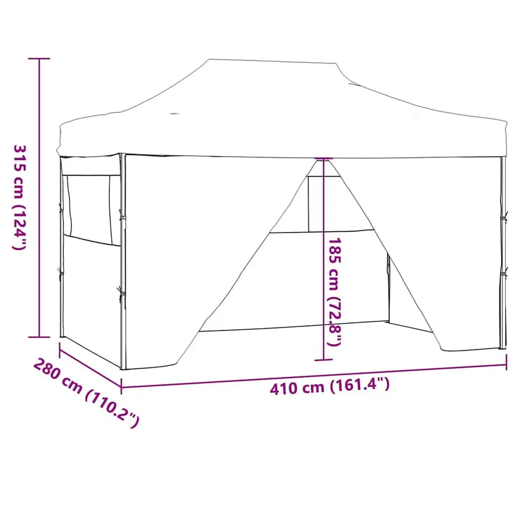 Folding Party Tent 3x4m Outdoor Canopy Marquee 4 Sidewalls Gazebo Steel Frame