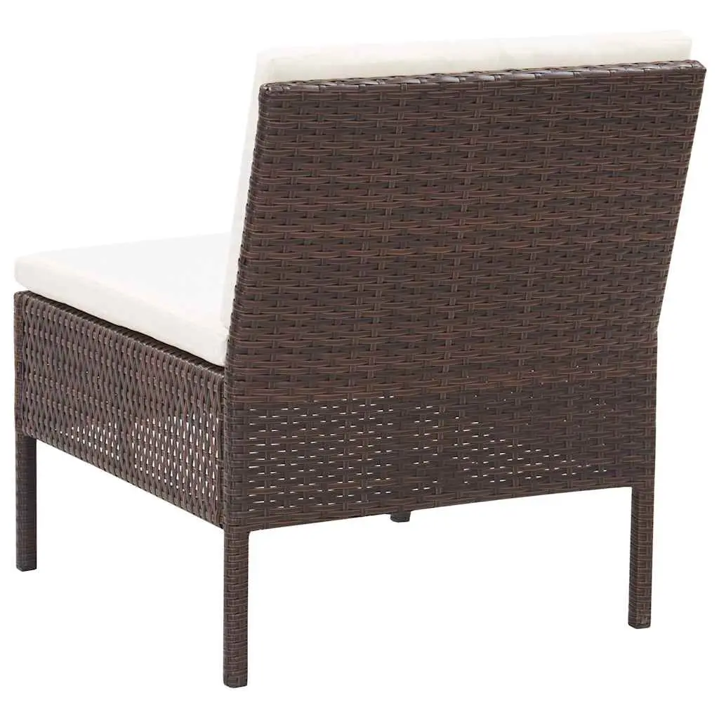 Garden Lounge Set 6 Piece Outdoor Furniture Poly Rattan Brown with Cushions