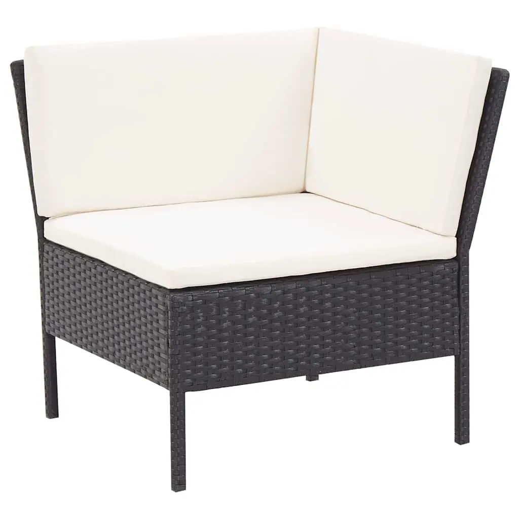 3 Piece Outdoor Garden Lounge Set with Cushions Black PE Rattan Patio Furniture