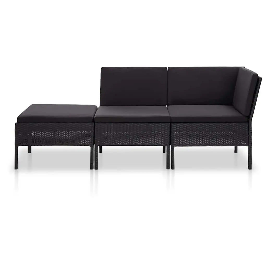 Garden Lounge Set 3 Piece Outdoor Furniture Modular Black
