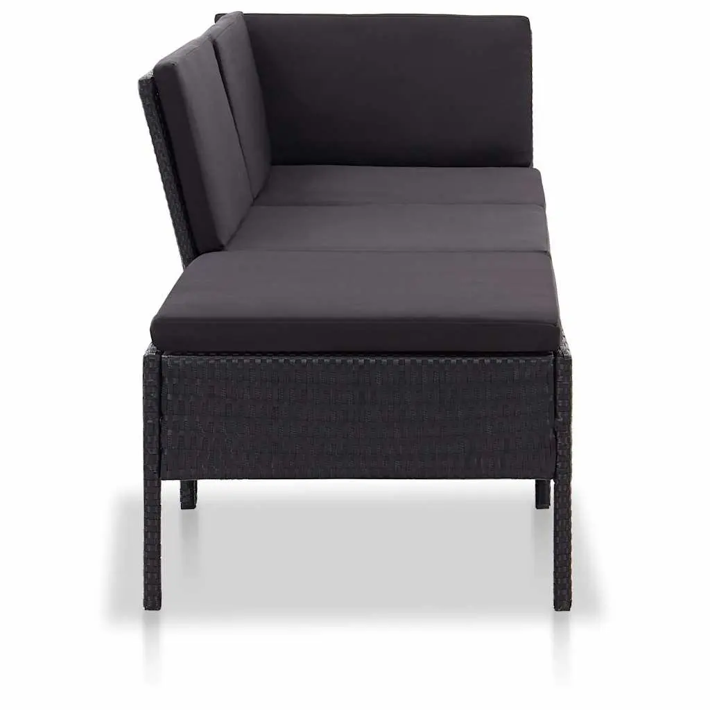 Garden Lounge Set 3 Piece Outdoor Furniture Modular Black