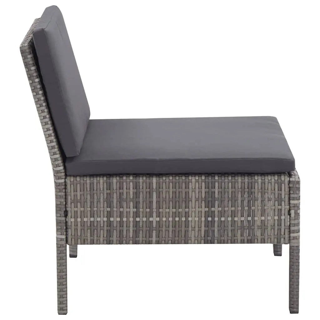 3 Piece Modular Outdoor Sofa Set for Garden with Cushions Grey Rattan