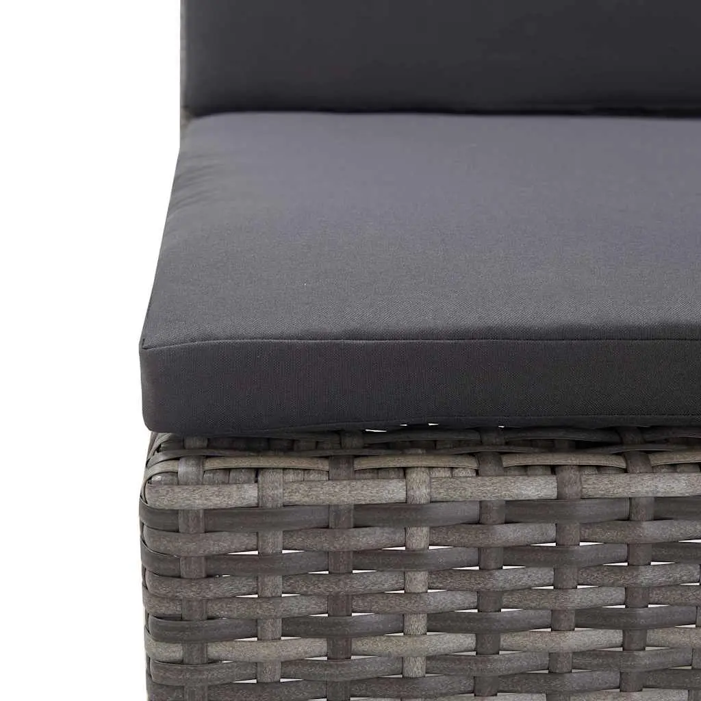 3 Piece Modular Outdoor Sofa Set for Garden with Cushions Grey Rattan