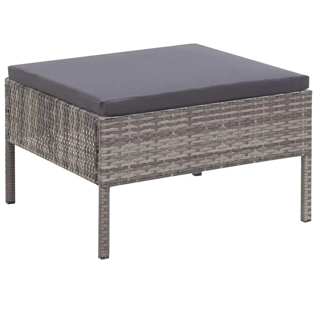 3 Piece Modular Outdoor Sofa Set for Garden with Cushions Grey Rattan