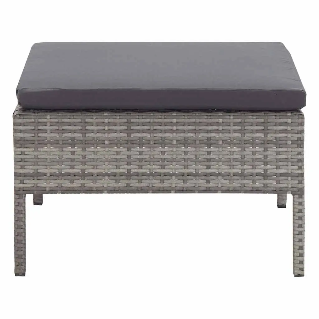 3 Piece Modular Outdoor Sofa Set for Garden with Cushions Grey Rattan