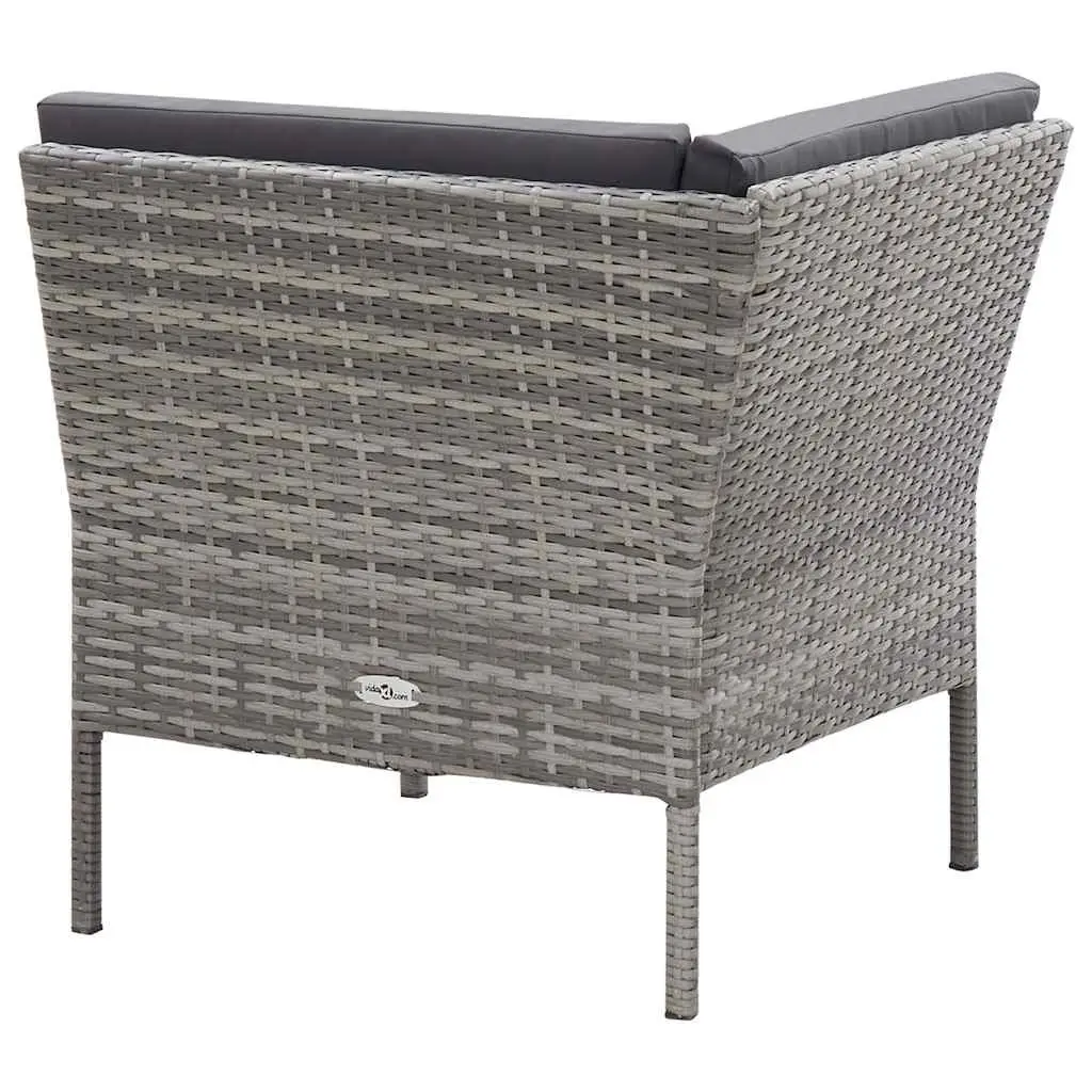 3 Piece Modular Outdoor Sofa Set for Garden with Cushions Grey Rattan