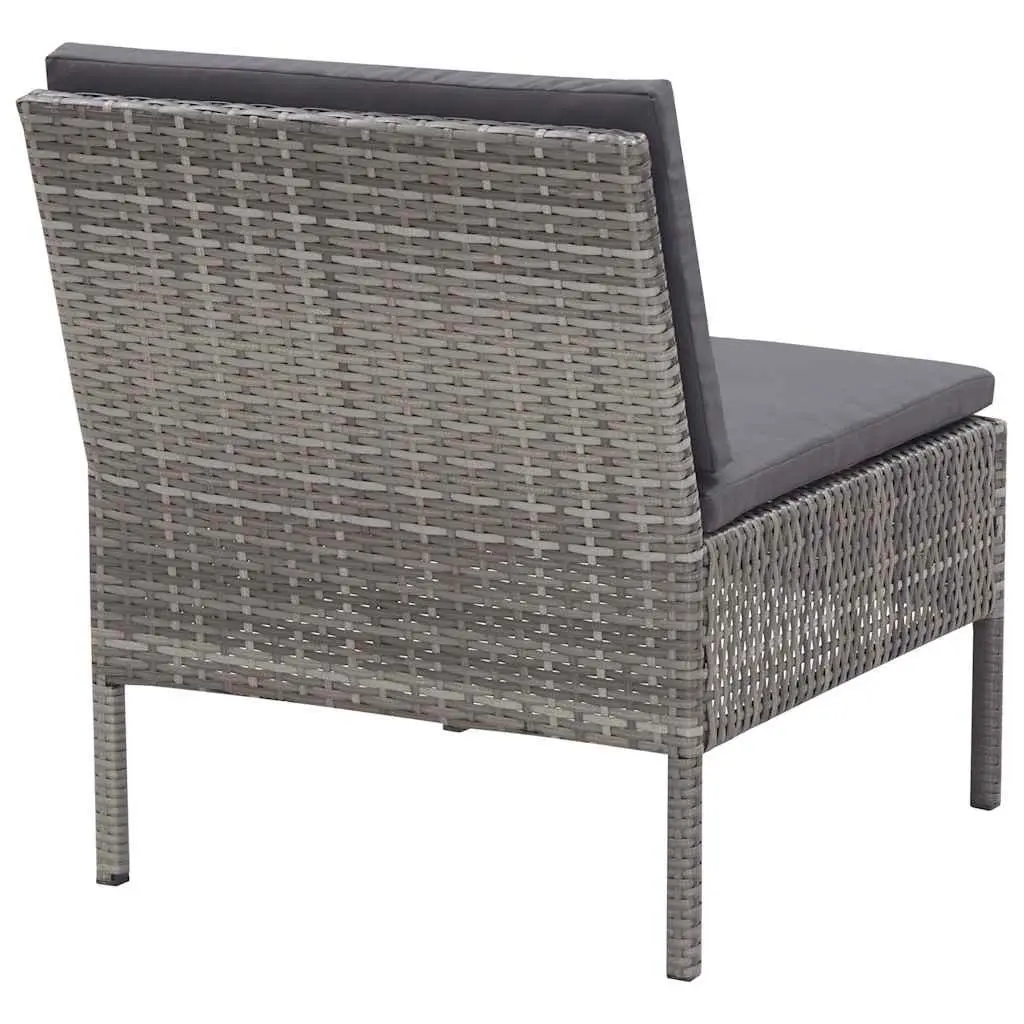 3 Piece Modular Outdoor Sofa Set for Garden with Cushions Grey Rattan