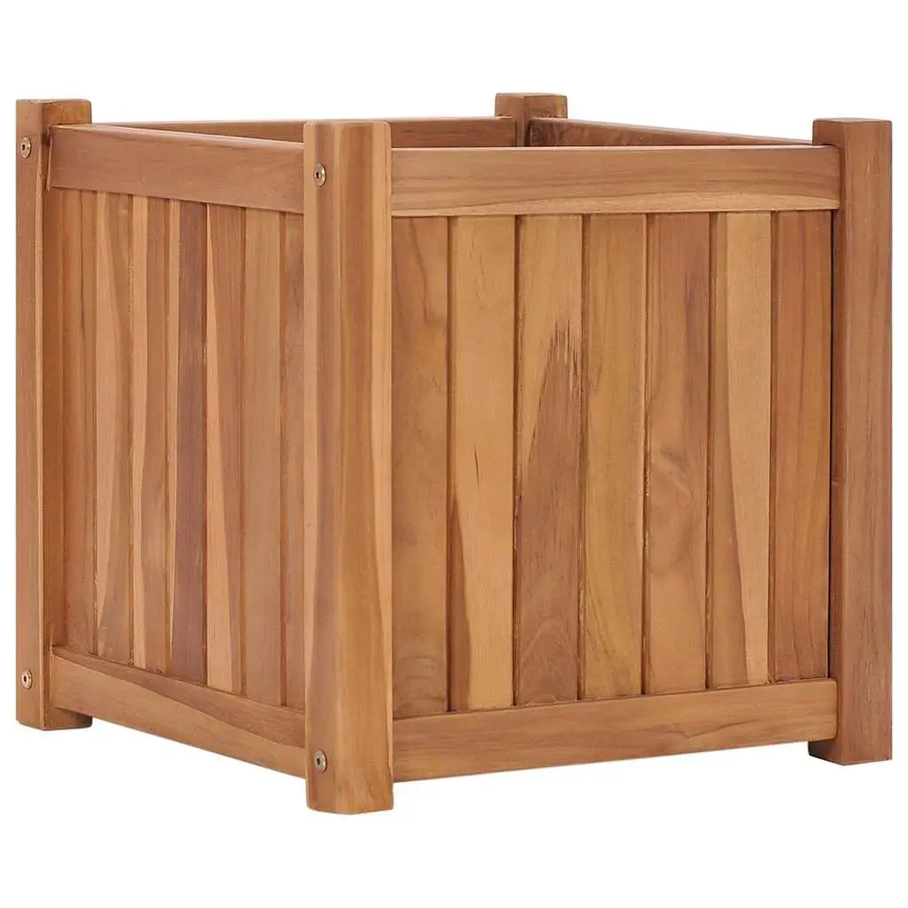 40x40x40 cm Raised Garden Bed in Brown Teak Wood