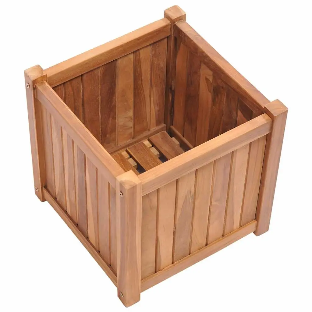 40x40x40 cm Raised Garden Bed in Brown Teak Wood