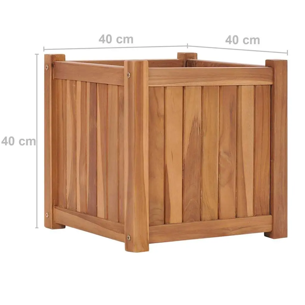 40x40x40 cm Raised Garden Bed in Brown Teak Wood