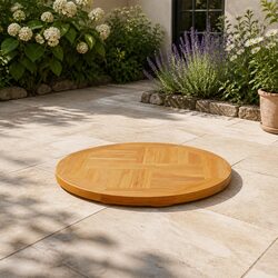 Round Solid Teak Tabletop: 70cm Diameter, 2.5cm Thick