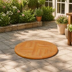 Specification-Focused Solid Teak Wood Round Table Top - 80cm