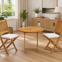 Specification-Focused Solid Teak Wood Round Table Top - 80cm