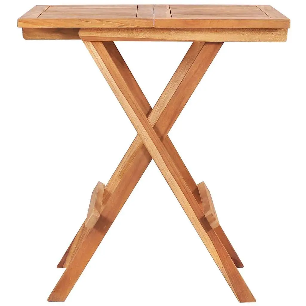 Folding Bistro Table 60x60x65 cm Brown Outdoor Garden Dining Teak Wood Furniture
