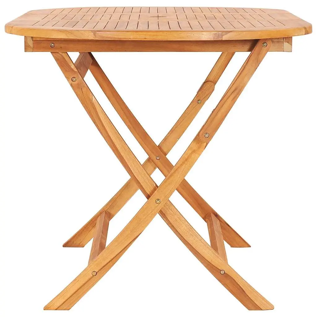 Folding Garden Dining Table 160x80cm Outdoor Teak Wood Patio Furniture Brown