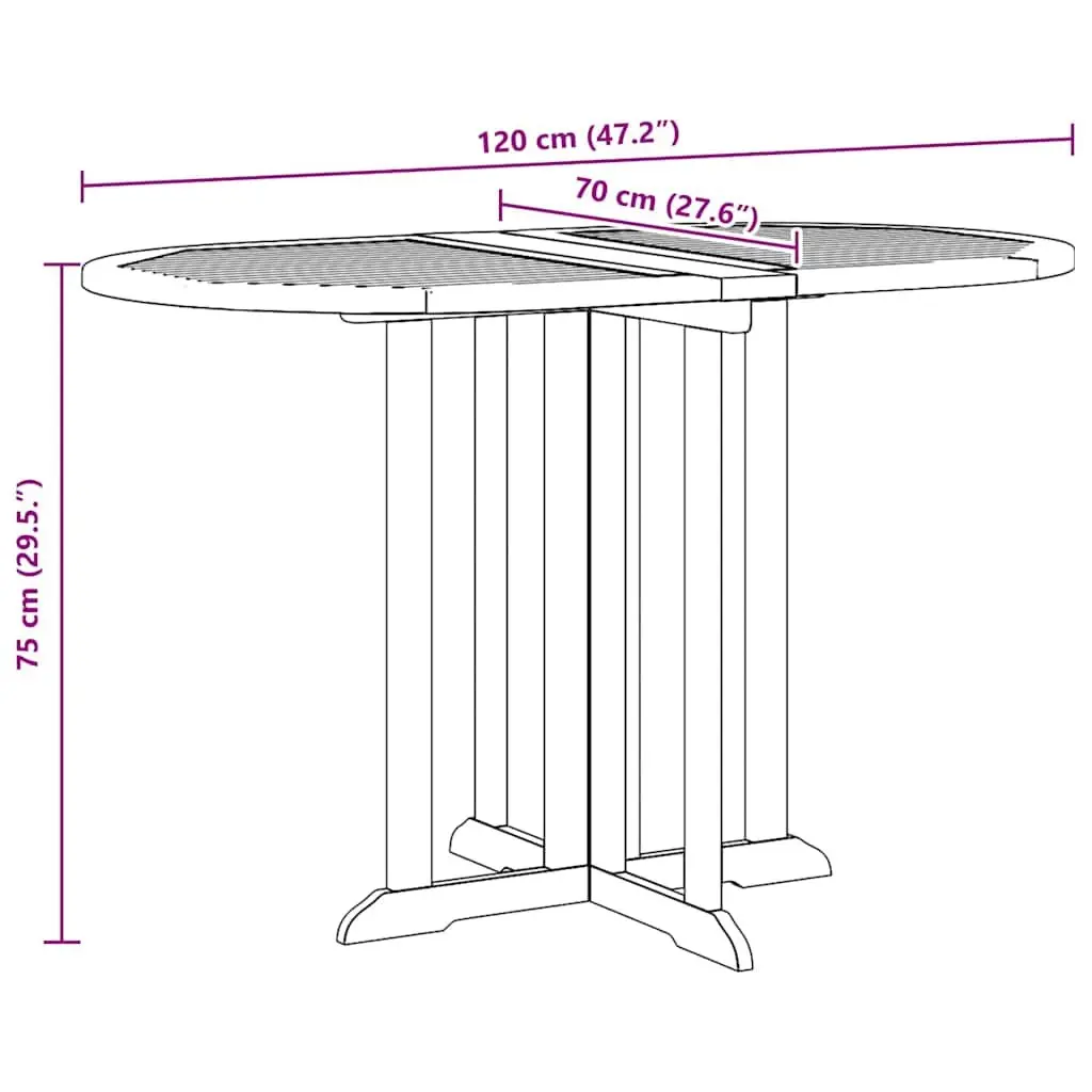 Folding Butterfly Garden Dining Table 120cm x 70cm Brown