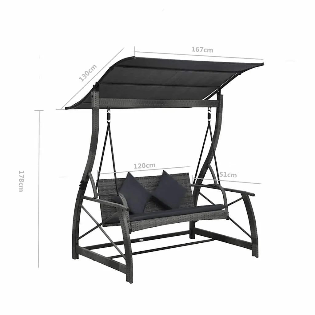 3-Seater Garden Swing Bench with Canopy