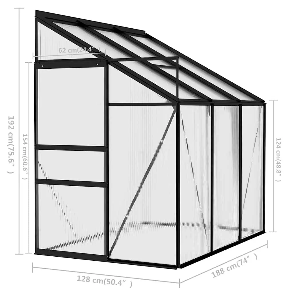 Greenhouse PC Board Anthracite Aluminium Frame Garden Plant Shelter 2.41m² Outdoor