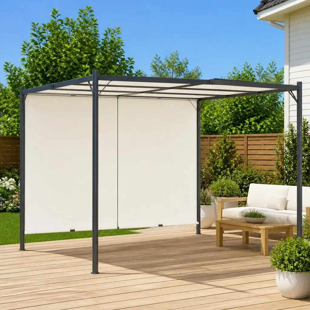 Garden Pergola Outdoor Use 3x3m Adjustable Retractable Roof Sliding Canopy