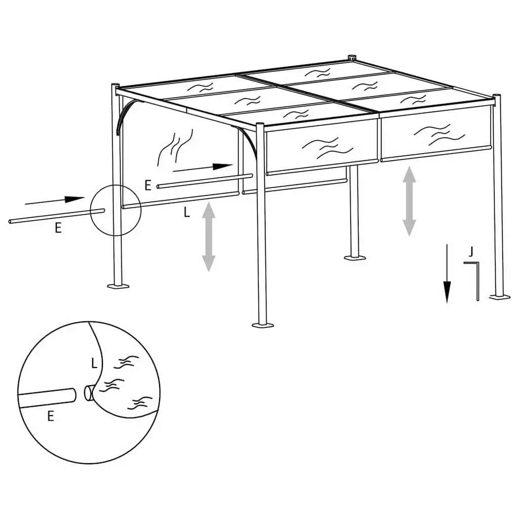 Garden Pergola Outdoor 3x3m Retractable Sliding Roof Shade Anthracite
