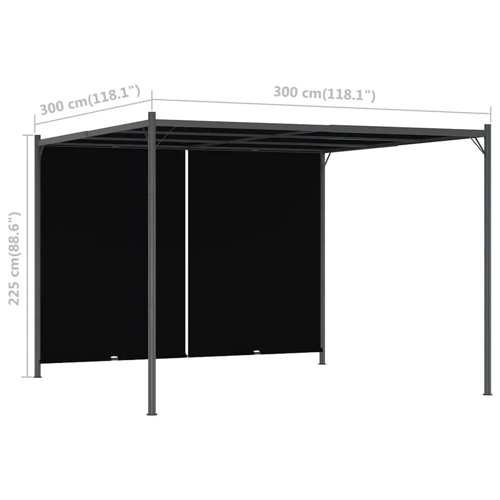 Garden Pergola Outdoor 3x3m Retractable Sliding Roof Shade Anthracite