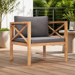 Specifications of Teak Wood Garden Chair with Grey Cushions