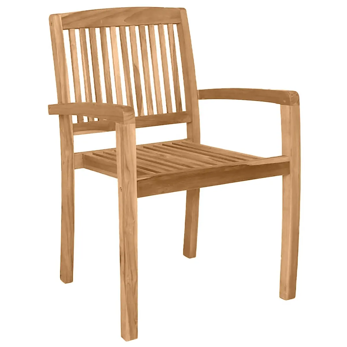 Outdoor Stacking Dining Chairs Set of 2 Teak Wood Garden Patio