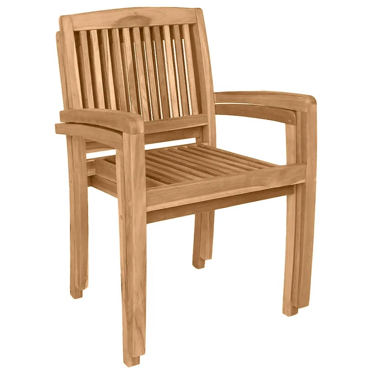 Outdoor Stacking Dining Chairs Set of 2 Teak Wood Garden Patio