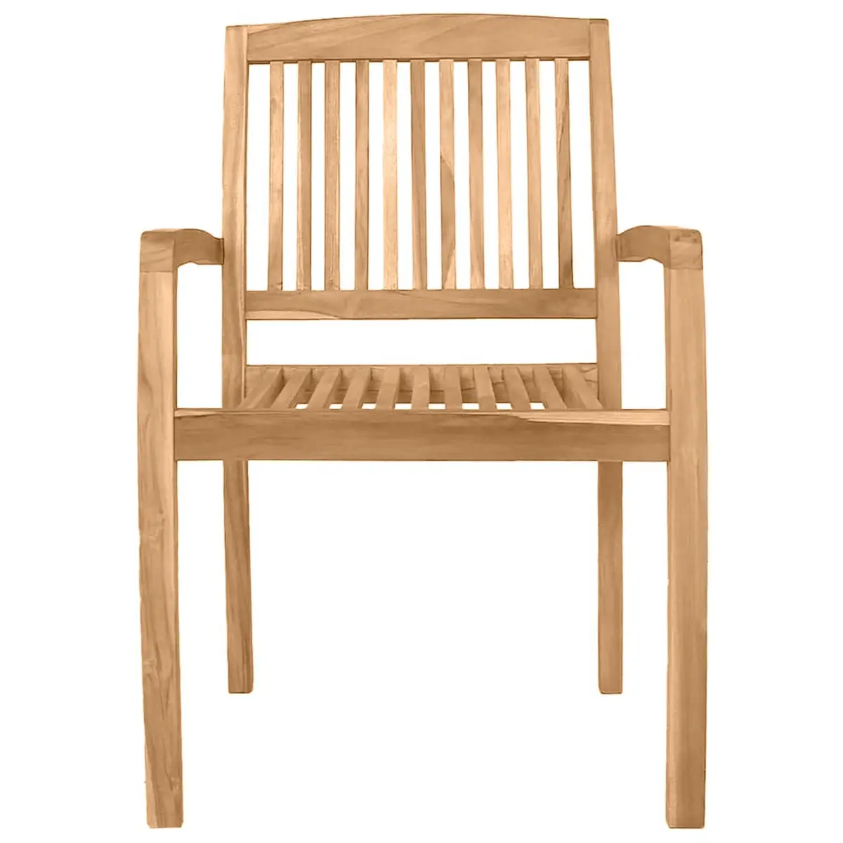 Outdoor Stacking Dining Chairs Set of 2 Teak Wood Garden Patio