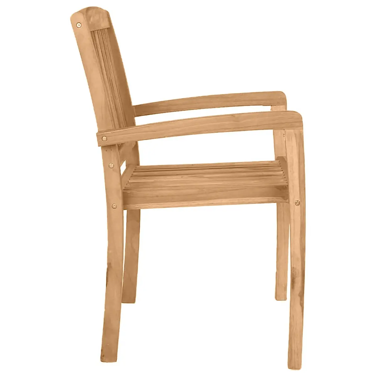 Outdoor Stacking Dining Chairs Set of 2 Teak Wood Garden Patio
