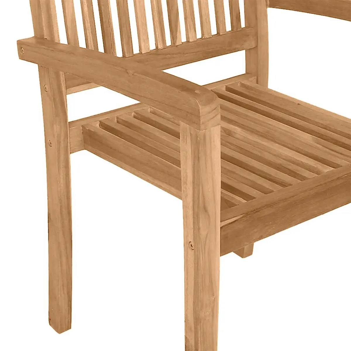 Outdoor Stacking Dining Chairs Set of 2 Teak Wood Garden Patio