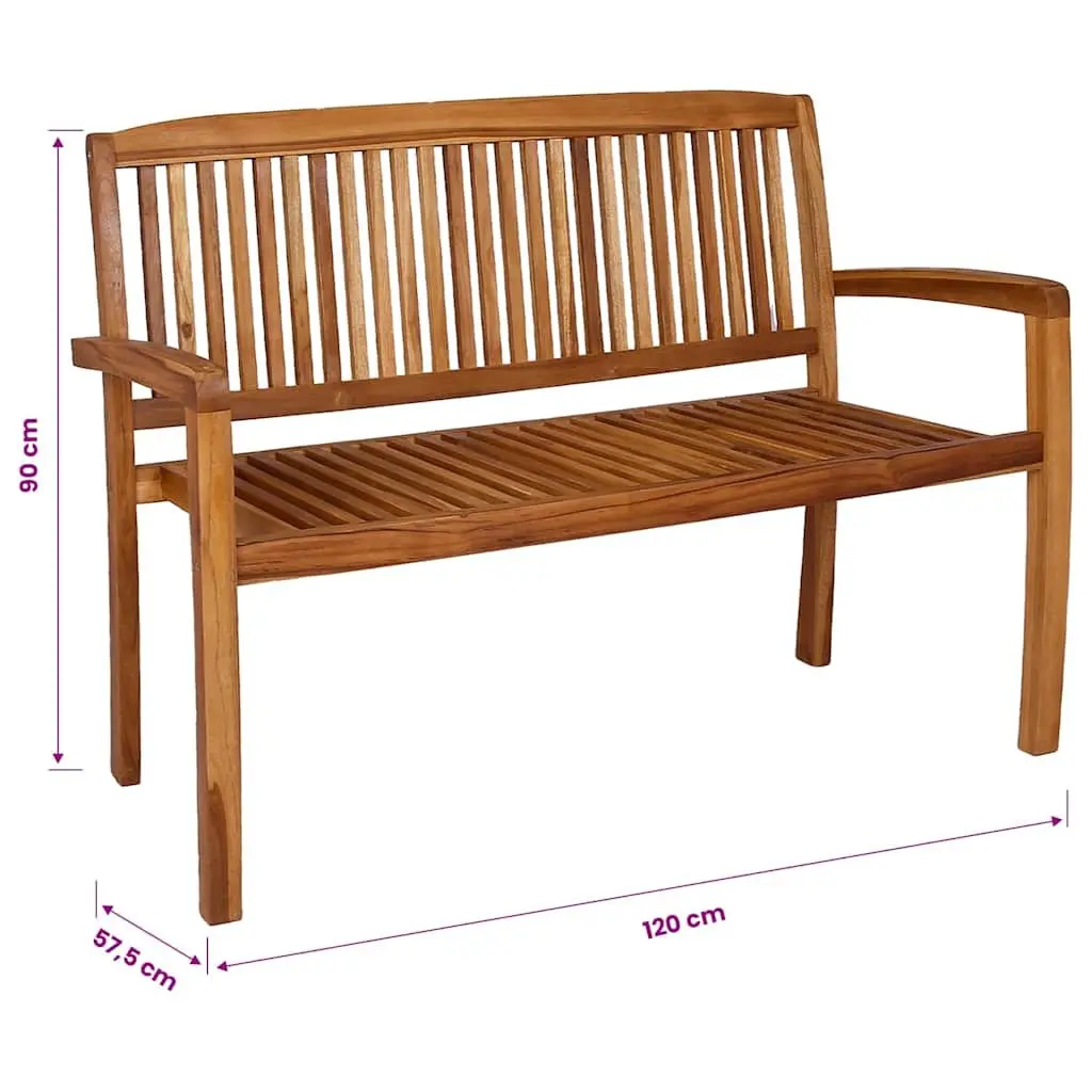 Outdoor Teak Stacking Bench 120cm for 2 Persons